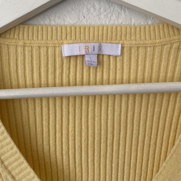 IRIS Pastel Yellow Ribbed Long Sleeve Cardigan - Picture 3 of 6